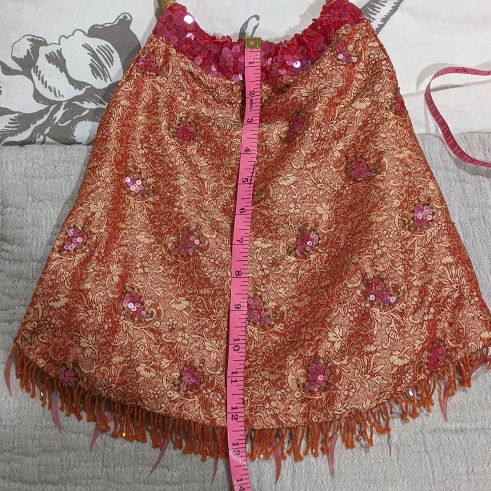 Embroidered & Beaded Fringe Evening Bag With Bamboo Handle